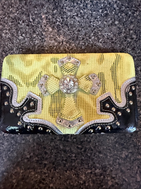 Handbags - Yellow Cross Accent Women’s Clutch Wallet